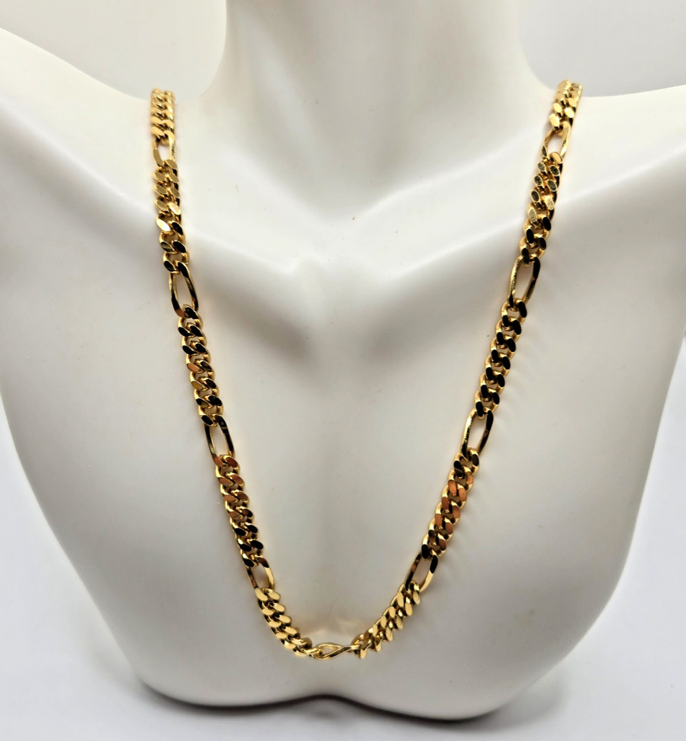 Vintage Monet Signed Figaro Link Chain Necklace Goldtone 36.5 Inches